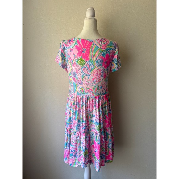 Lilly Pulitzer Tropical Paisley Floral Print Tiered Mini Dress S Resort Summer - Picture 5 of 11